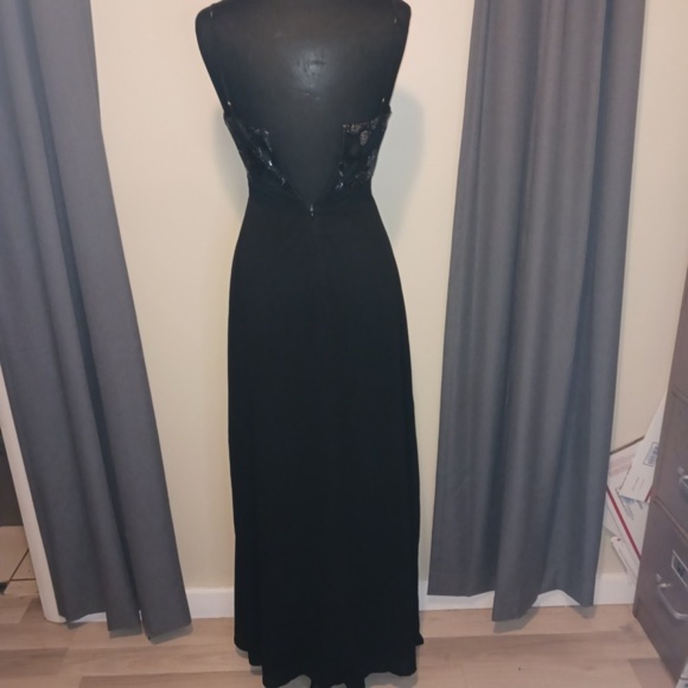 Lulus Sexy Black Sequin cut out Bodice Evening Gown‎ Dress Slit Formal Wear S - Picture 6 of 8